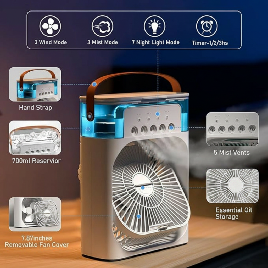 Desktop Air Cooler Fan & Humidifier